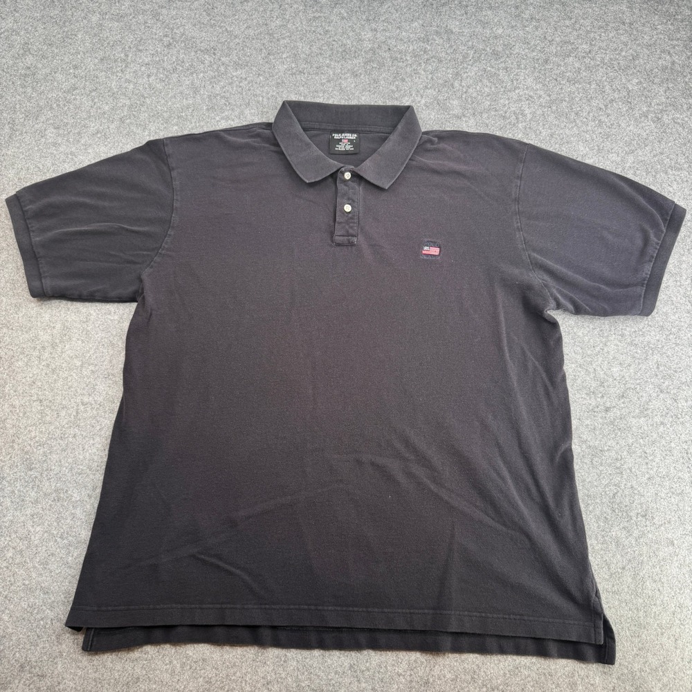 Polo Jeans Co Ralph Lauren Mens Black Cotton Flag Logo Polo Shirt Large